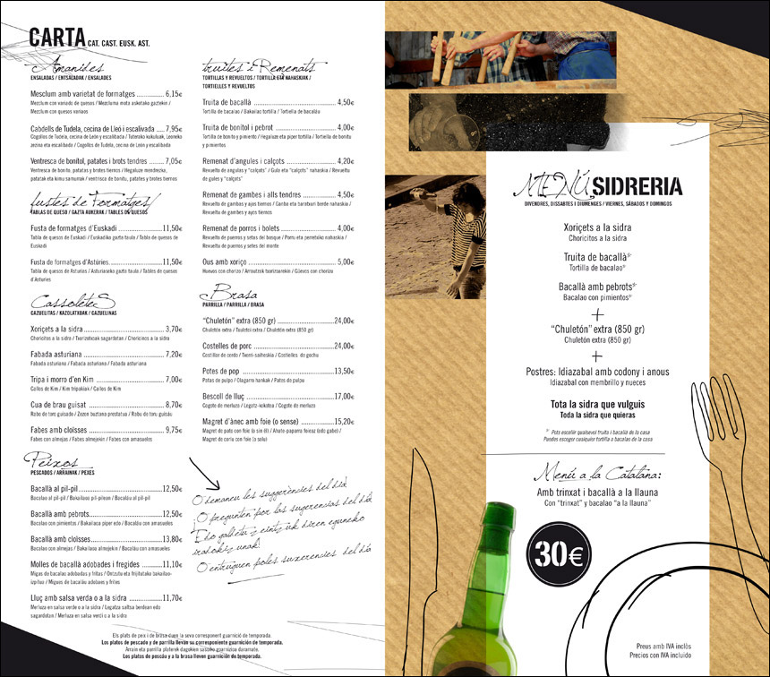 vilanova i la geltru, garraf, disseny gràfic logotip retols cartes per bar restaurant sidreria