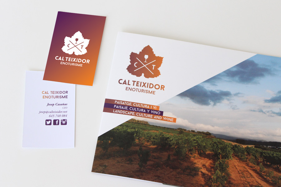 Disseny gràfic imatge corporativa Cal Teixidor Enoturisme branding targeta penedès Disseny gràfic targeta i catàleg Cal Teixidor Enoturisme vilafranca penedes